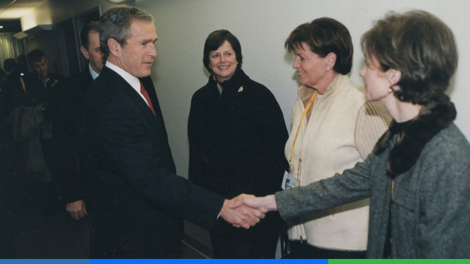 Verena Rasmussen with President George Bush.